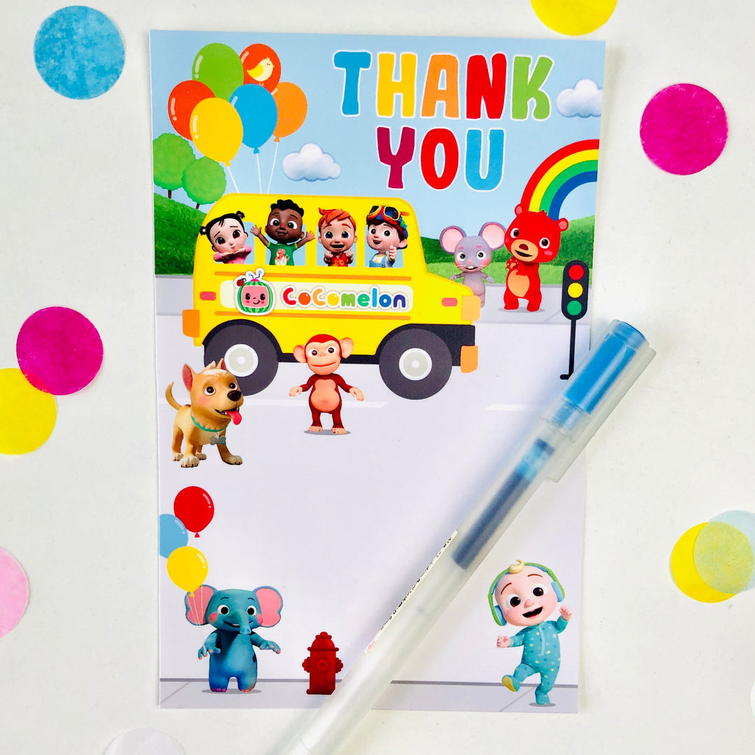 Cocomelon Wheels on the Bus Thank You Card