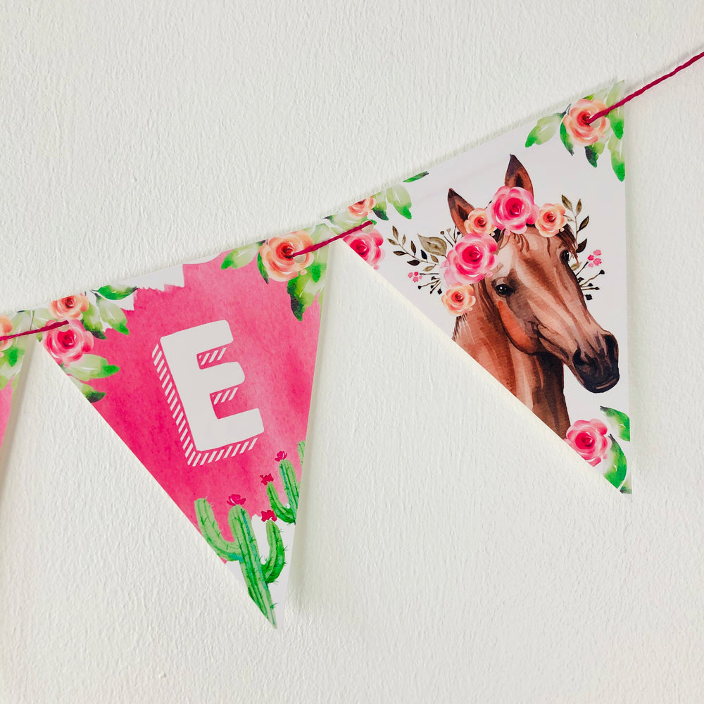 Horse Cowgirl Birthday Banner Printable