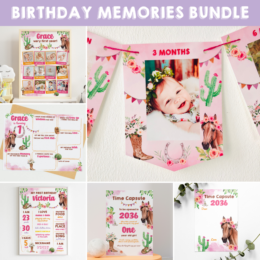 Cowgirl Horse Birthday Memories Bundle