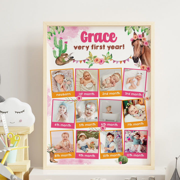 Cowgirl Horse Milestone Photo Board