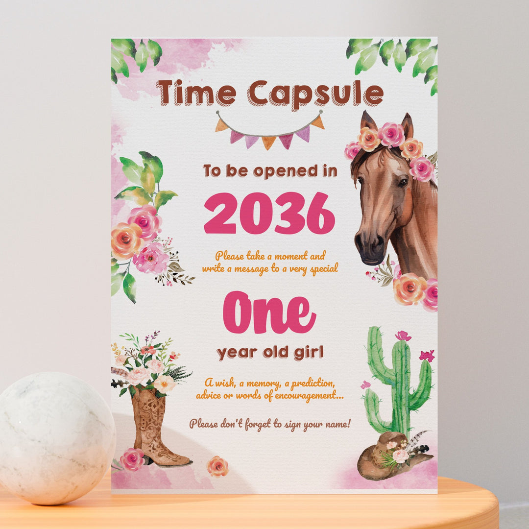 Cowgirl Horse Time Capsule Display Sign