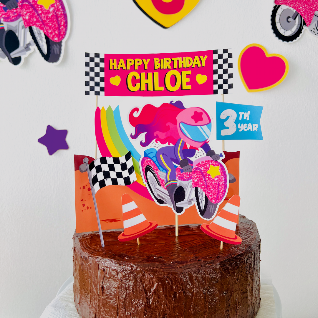 Dirt Bike Girl Cake Topper Printable