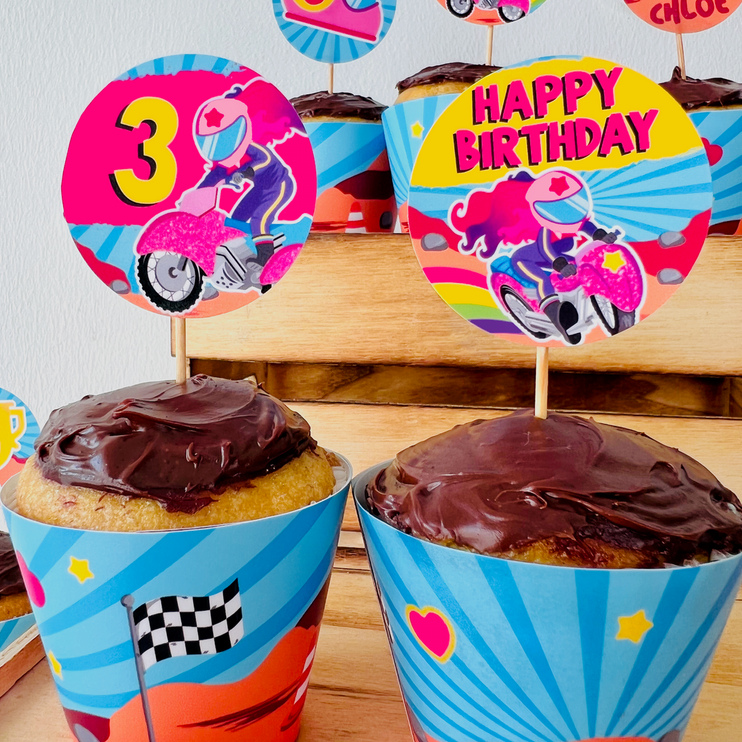 Dirt Bike Girl Cupcake Topper Printable