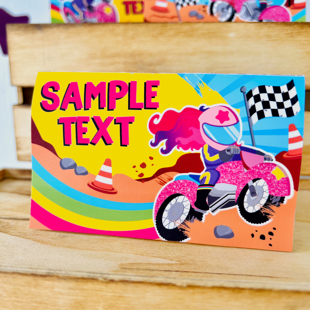 Dirt Bike Girl Food Label Printable