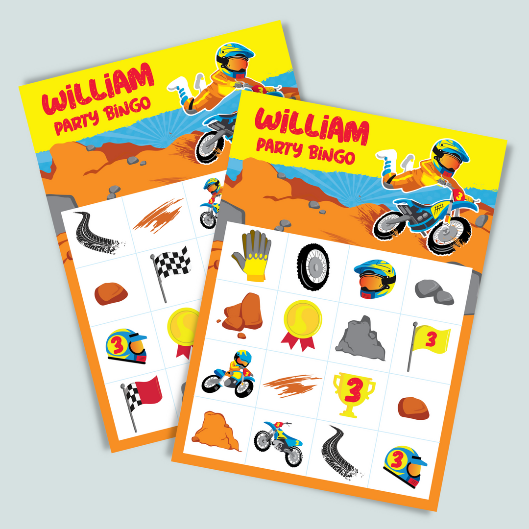 Dirt Bike Party Bingo