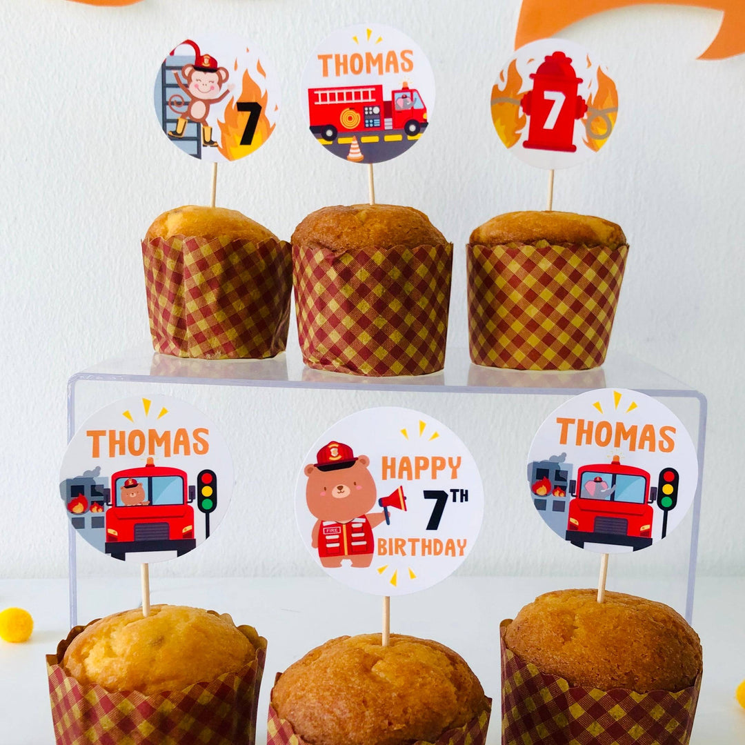 Fire Truck Cupcake Toppers