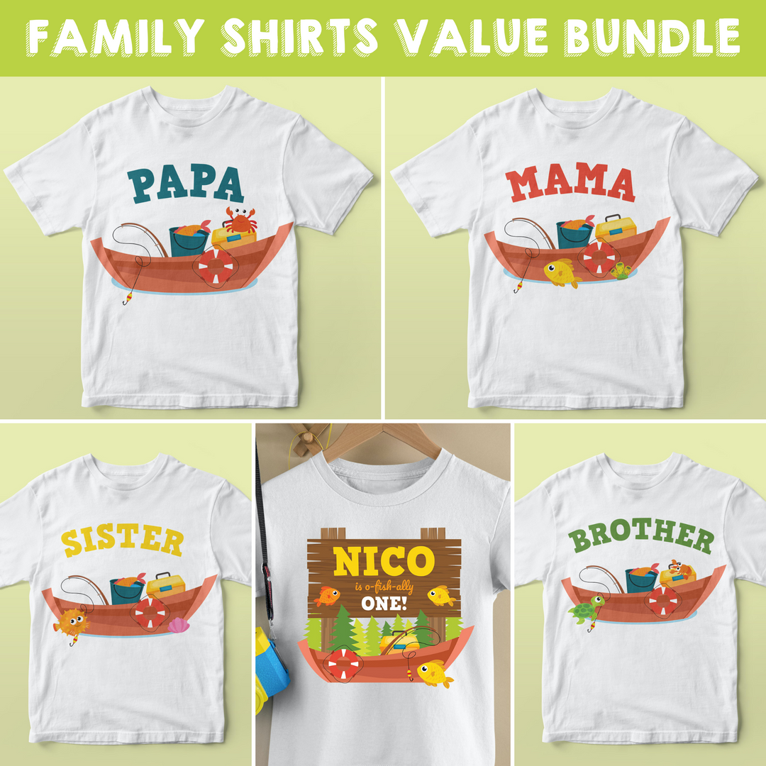 Fishing Birthday Shirts Family Bundle