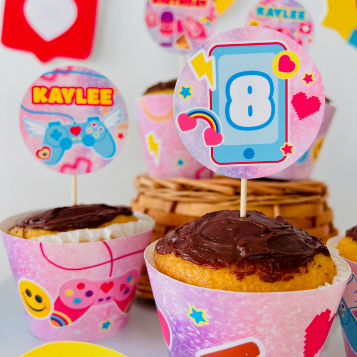 Gamer Girl Cupcake Topper