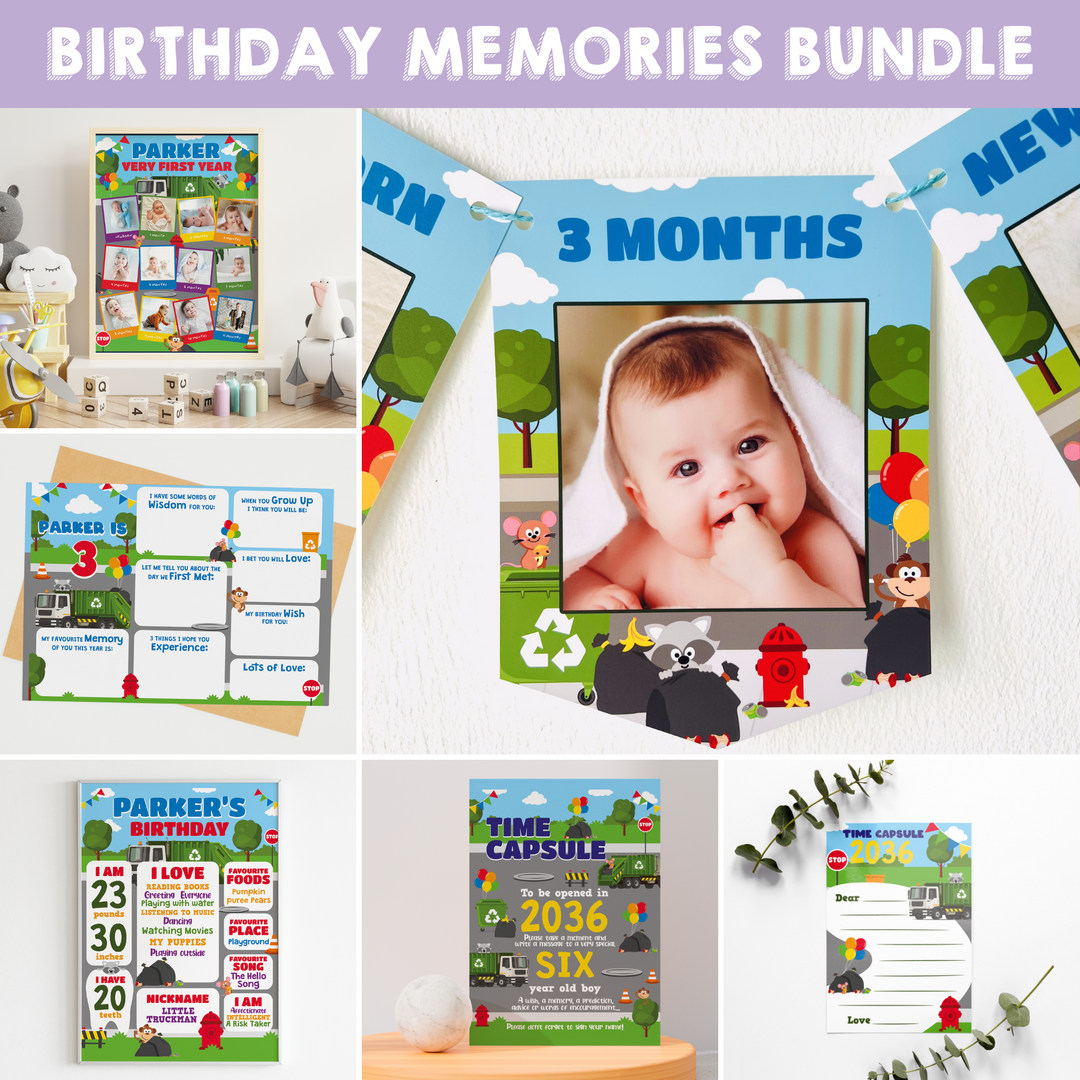 Garbage Truck Birthday Memories Bundle