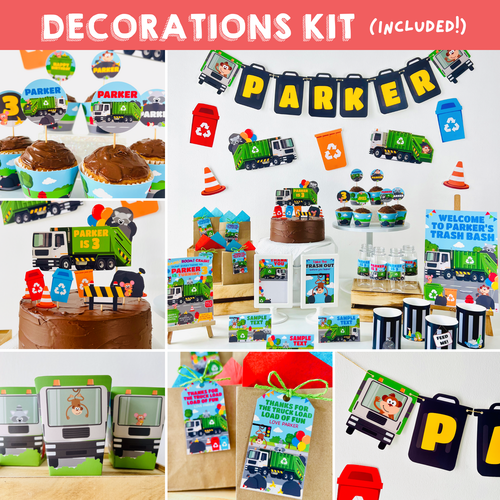 Garbage Truck Party Decorations Kit