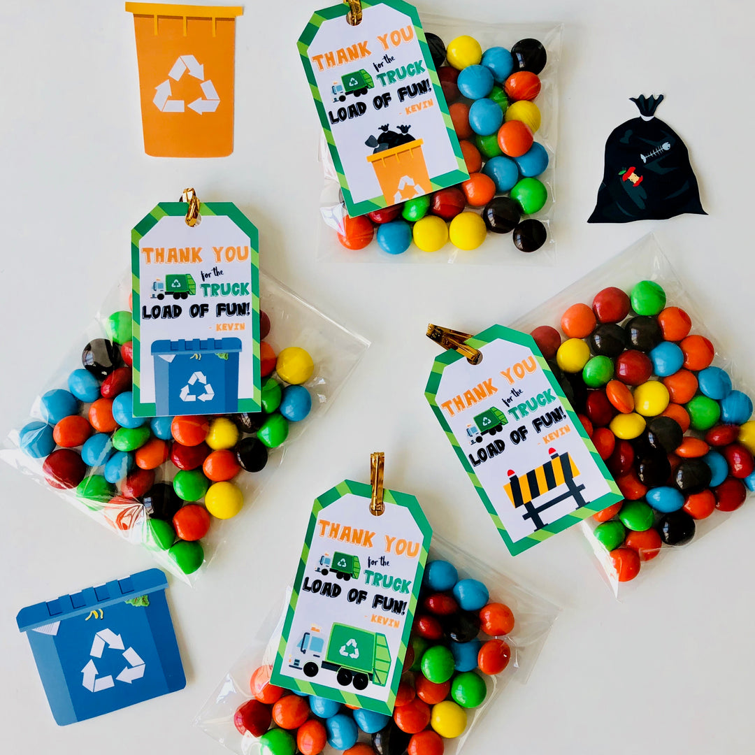 Garbage Truck Party Favor Tags