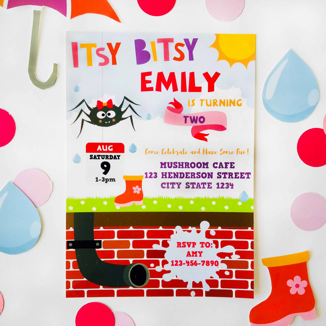 Girl Itsy Bitsy Spider Invitation