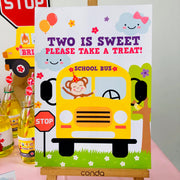 Girl Wheels on the Bus Party Decor Sign