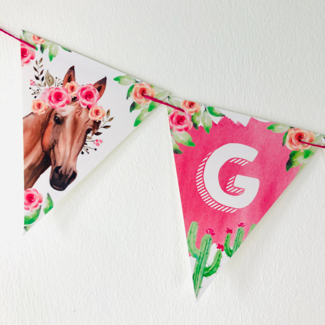 Horse Cowgirl Birthday Banner Printable