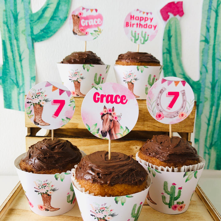 Horse Cowgirl Cupcake Topper