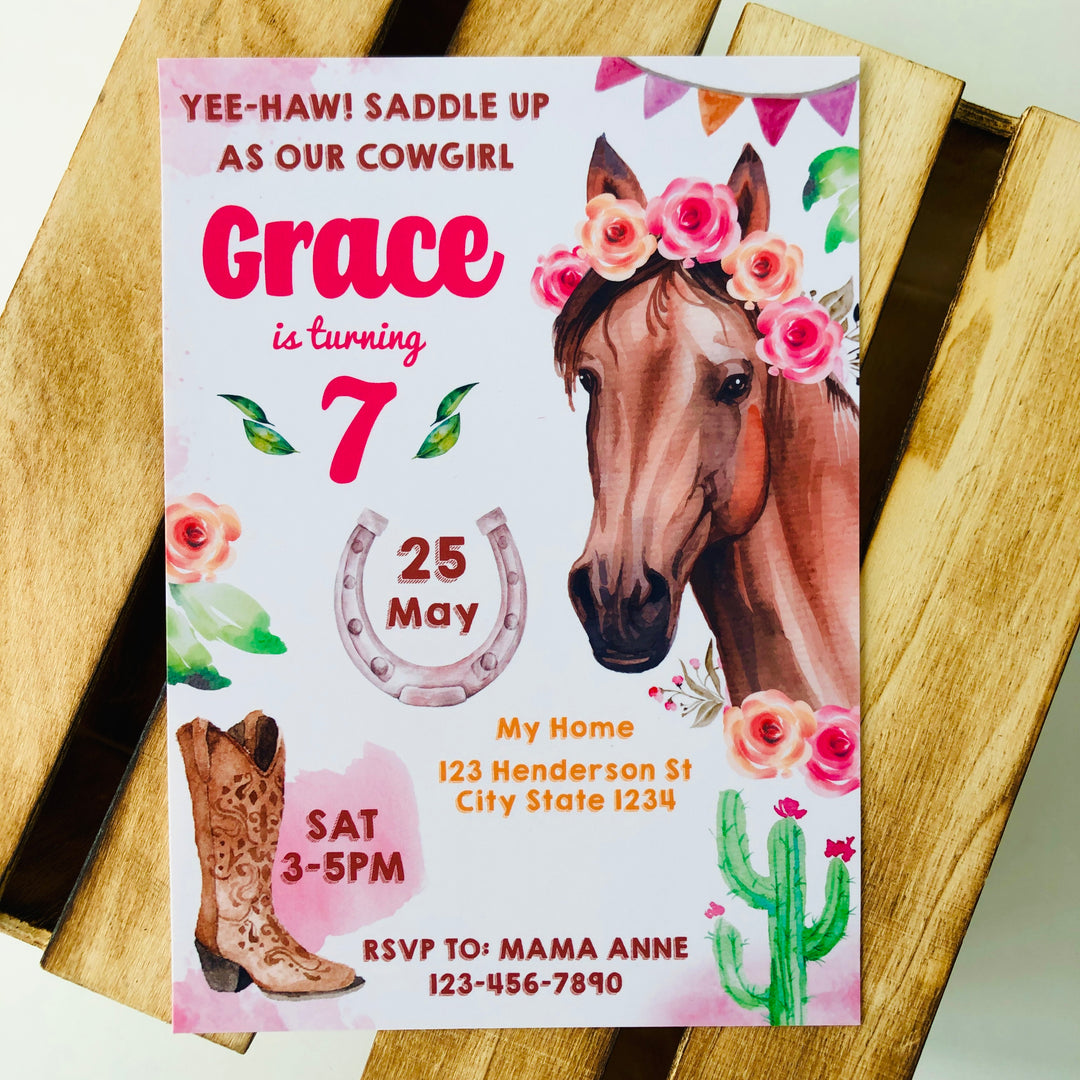Horse Cowgirl Invitation