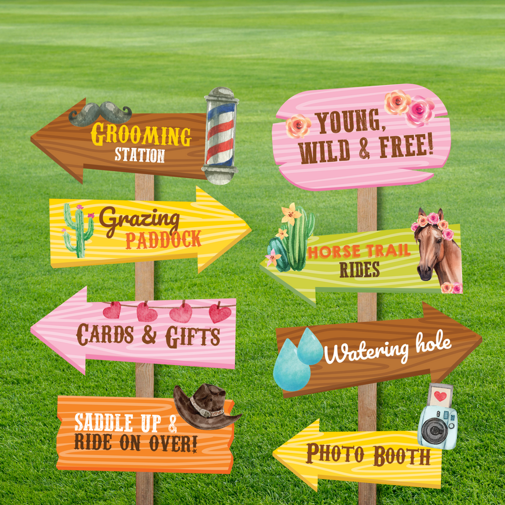 Cowgirl Horse Party Direction Sign