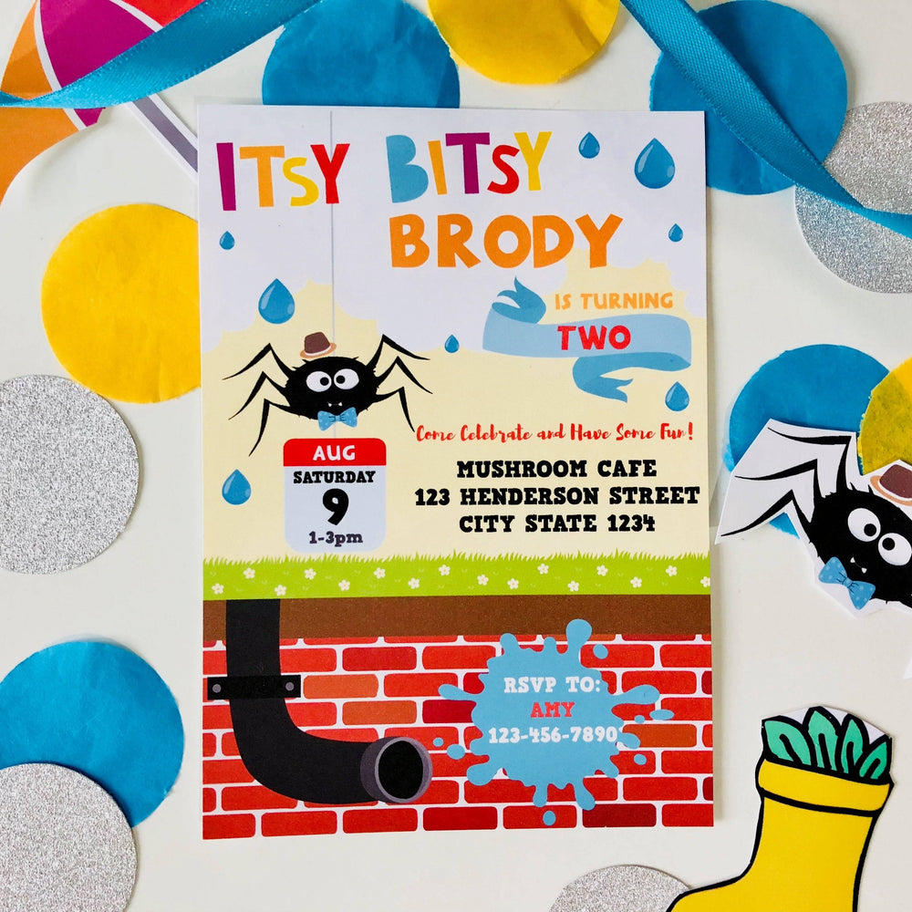 Itsy Bitsy Spider Birthday Invitation