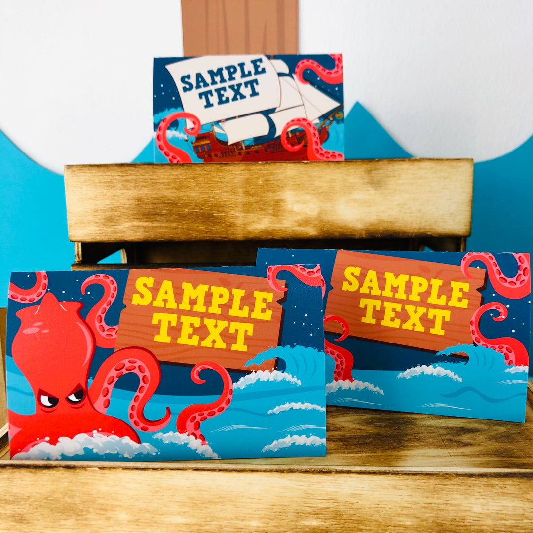 Kraken Octopus Food Tent Cards