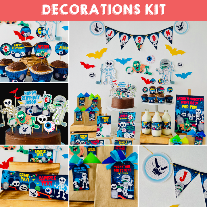 Monster Mini Golf Party Decorations Kit
