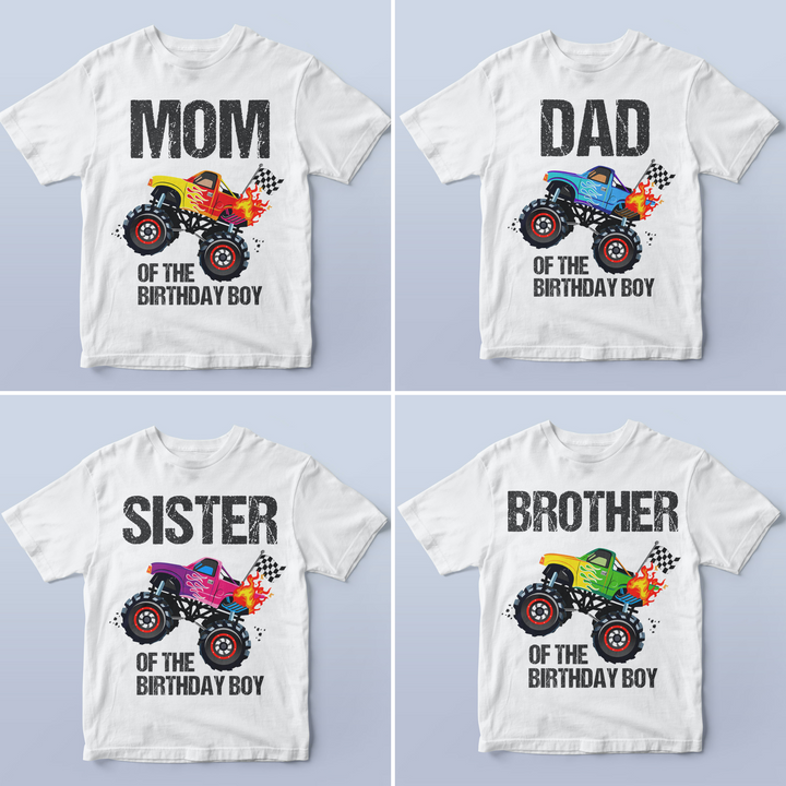 Monster Truck Birthday Shirt Family Designs
