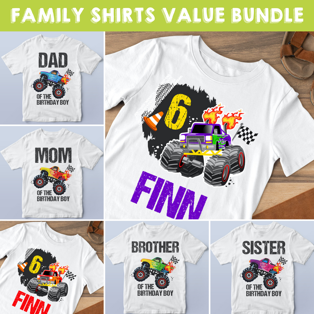 Monster Truck Birthday Shirts Family Bundle