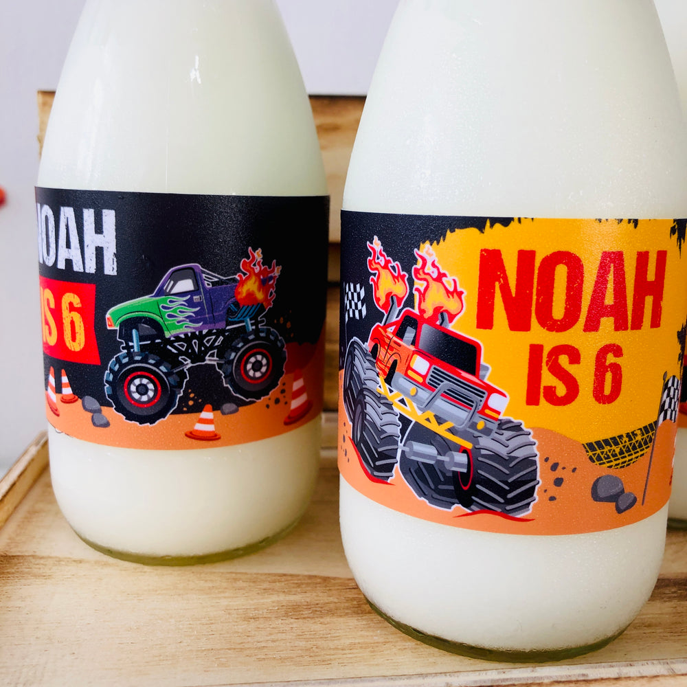 Monster Truck Drink Labels