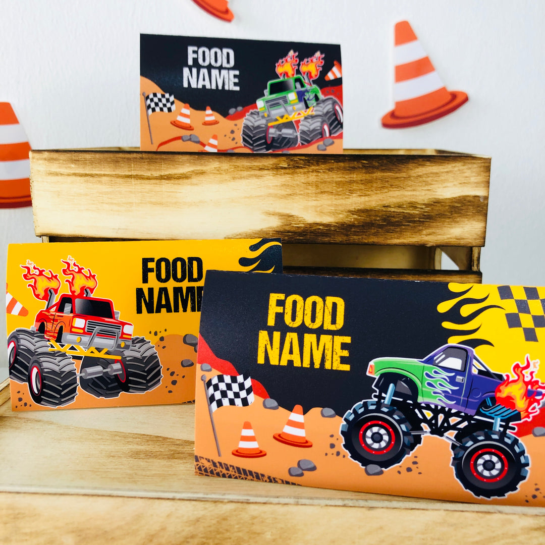 Monster Truck Food Labels