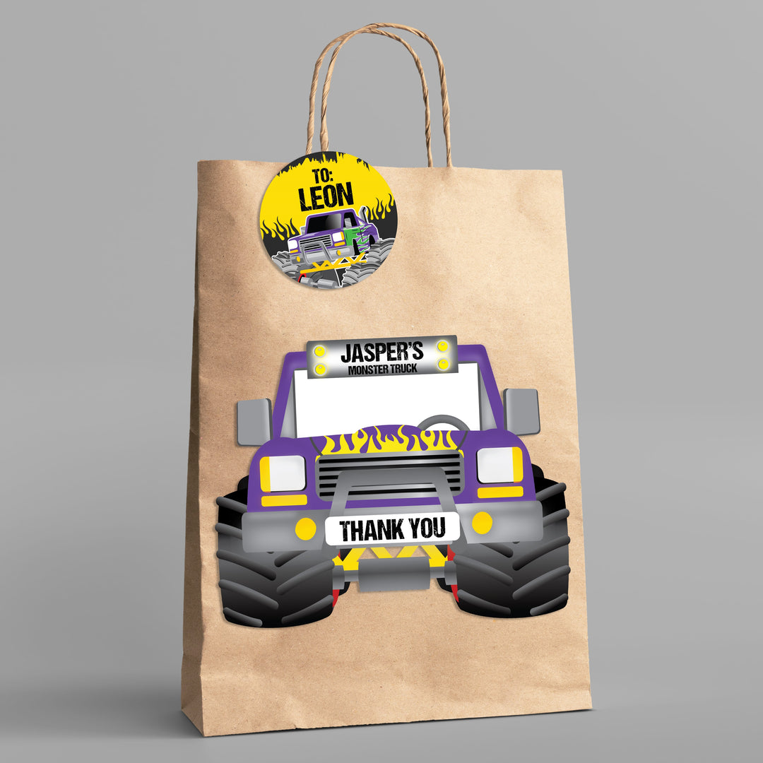 Monster Truck Goodie Bag Label