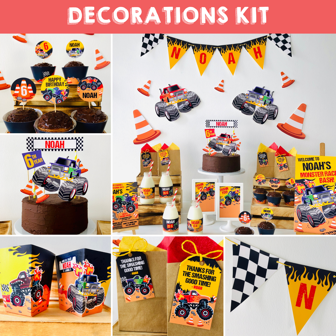 Monster Truck Party Decorations Kit