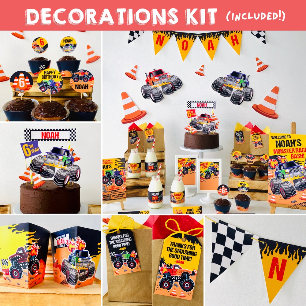 Monster Truck Party Decorations Kit