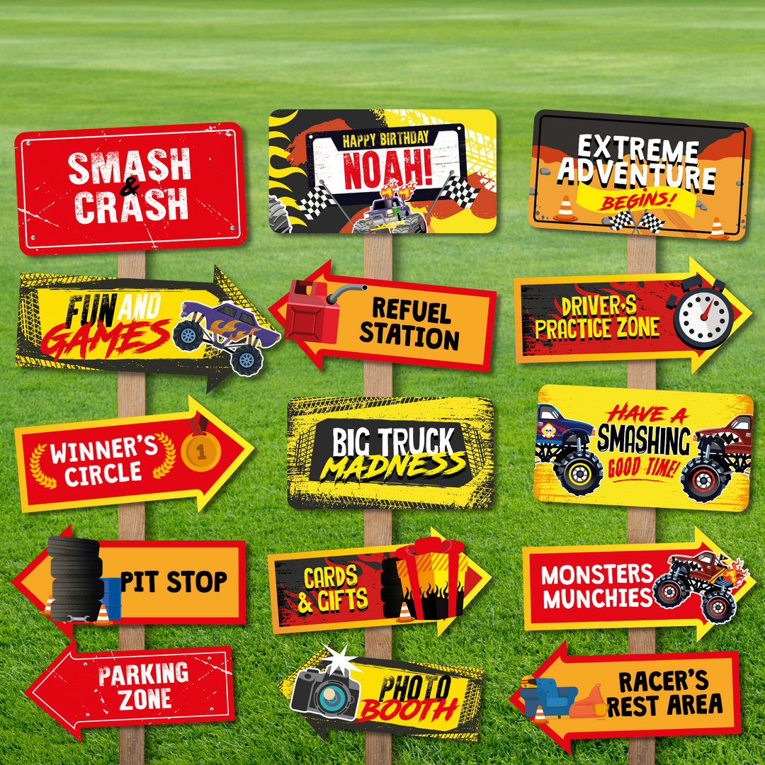 Monster Truck Party Signs Pack