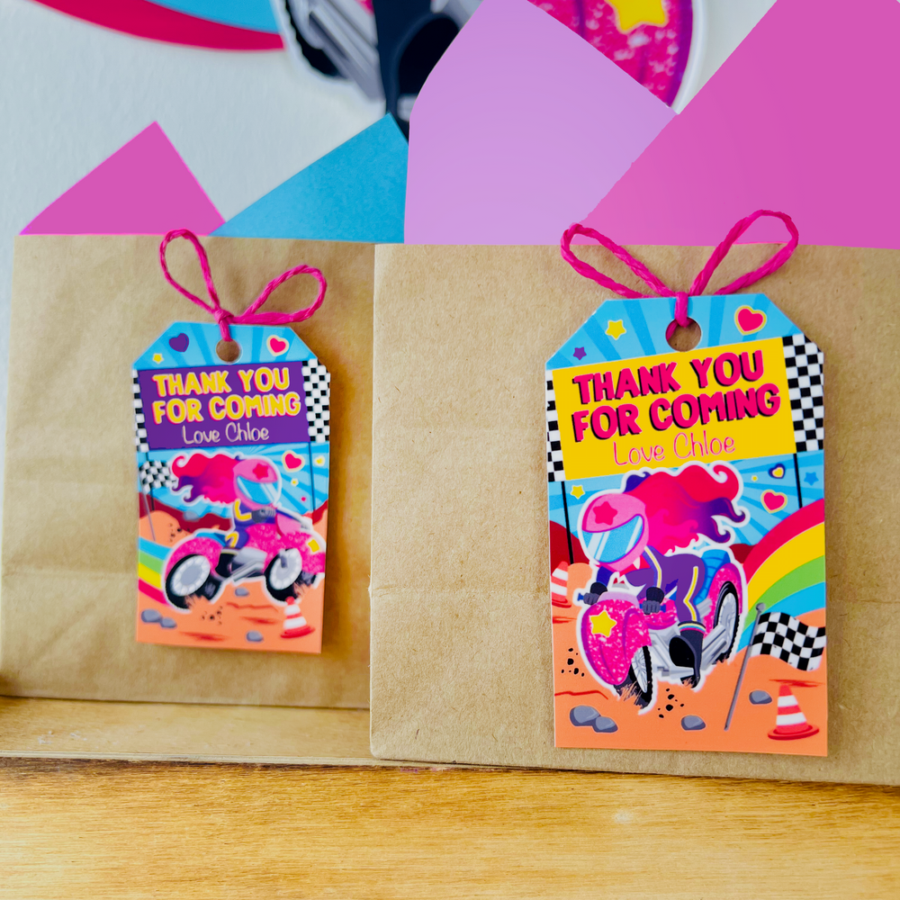 Motorbike Girl Favor Tags Printable