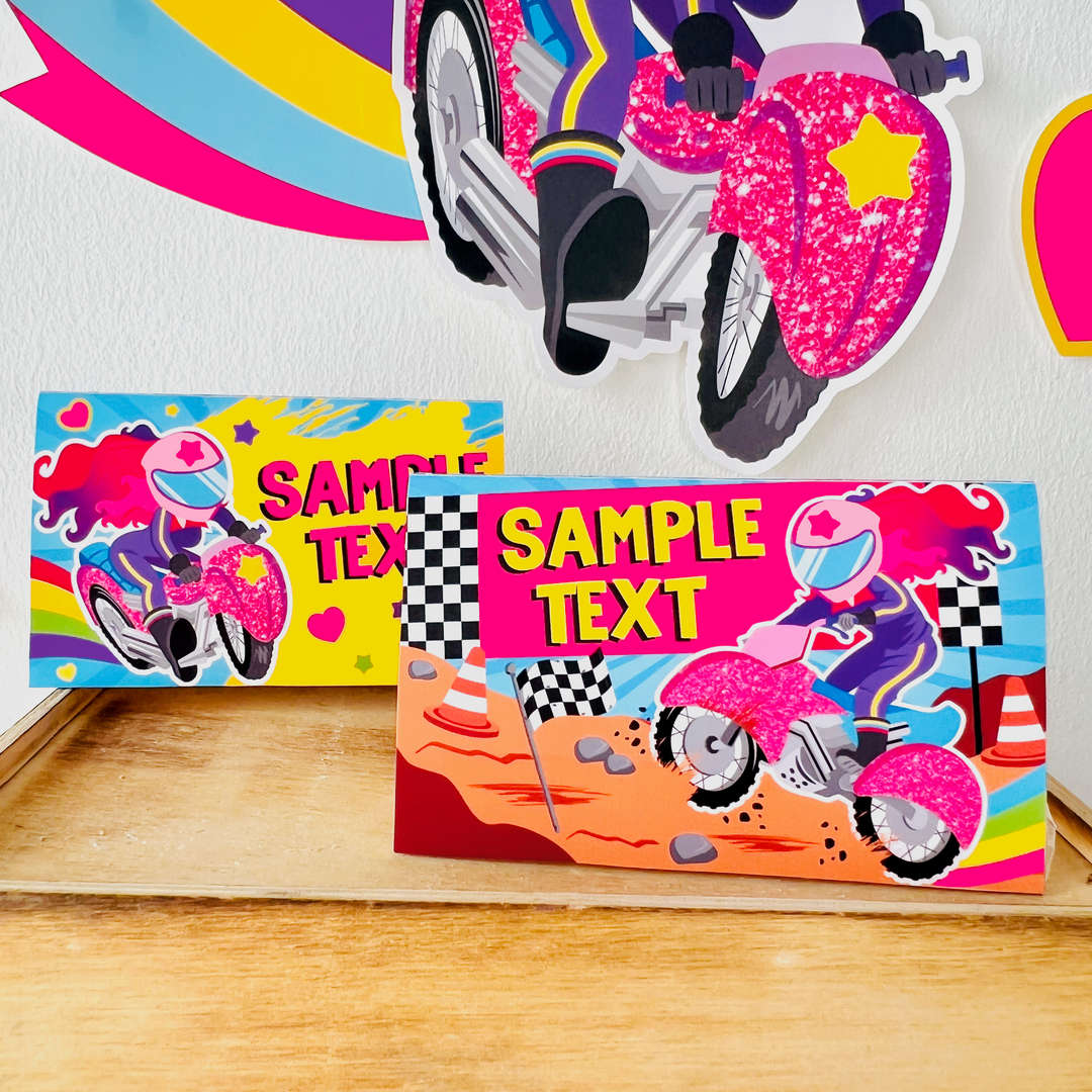 Motorbike Girl Food Label Printable