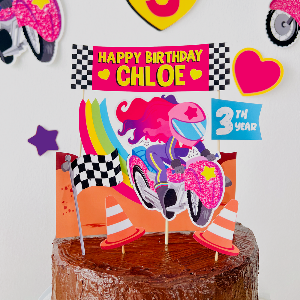 Motorcross Girl Cake Topper Printable