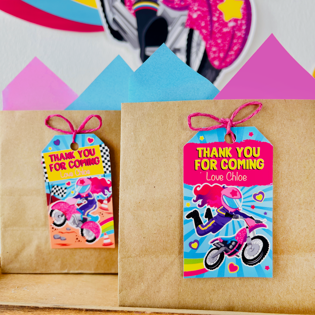 Motorcross Girl Favor Tags Printable