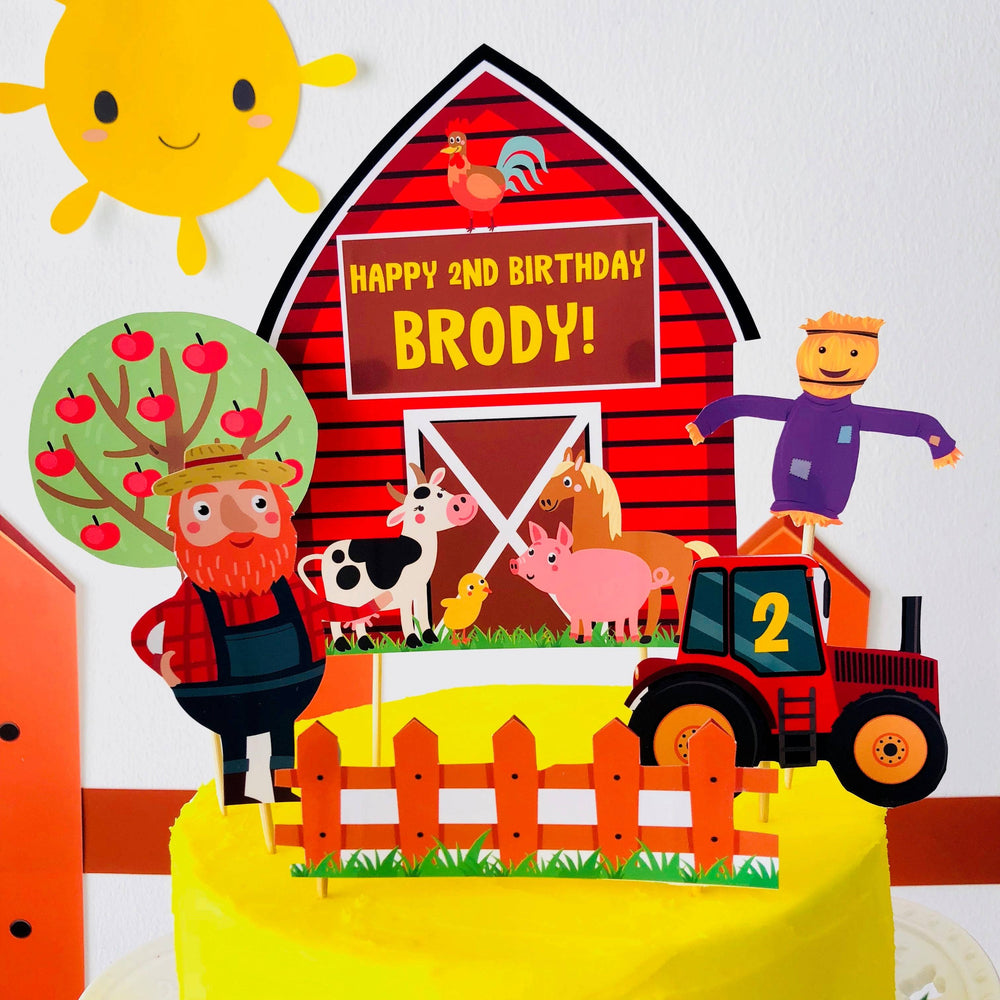 Old MacDonald Farm Birthday Cake Topper