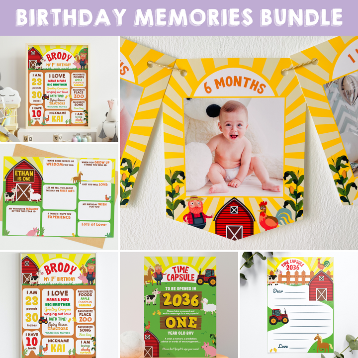 Old Macdonald Farm Birthday Memories Bundle