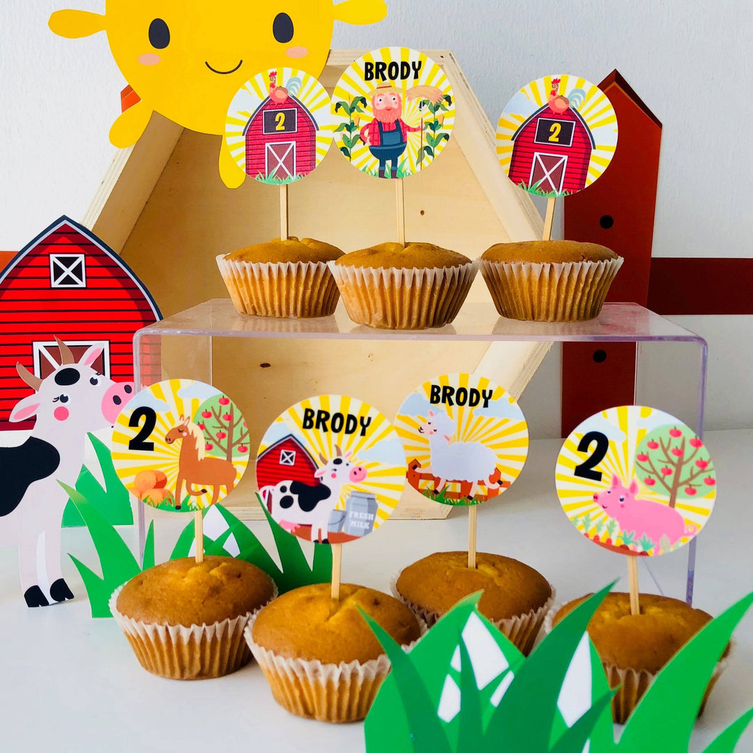 Old MacDonald Farm Cupcake Toppers