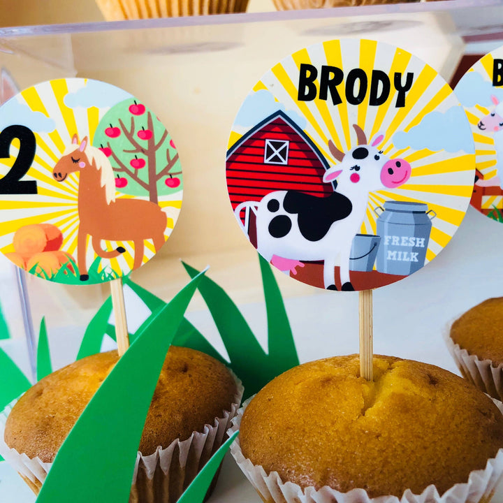 Old MacDonald Farm Cupcake Toppers
