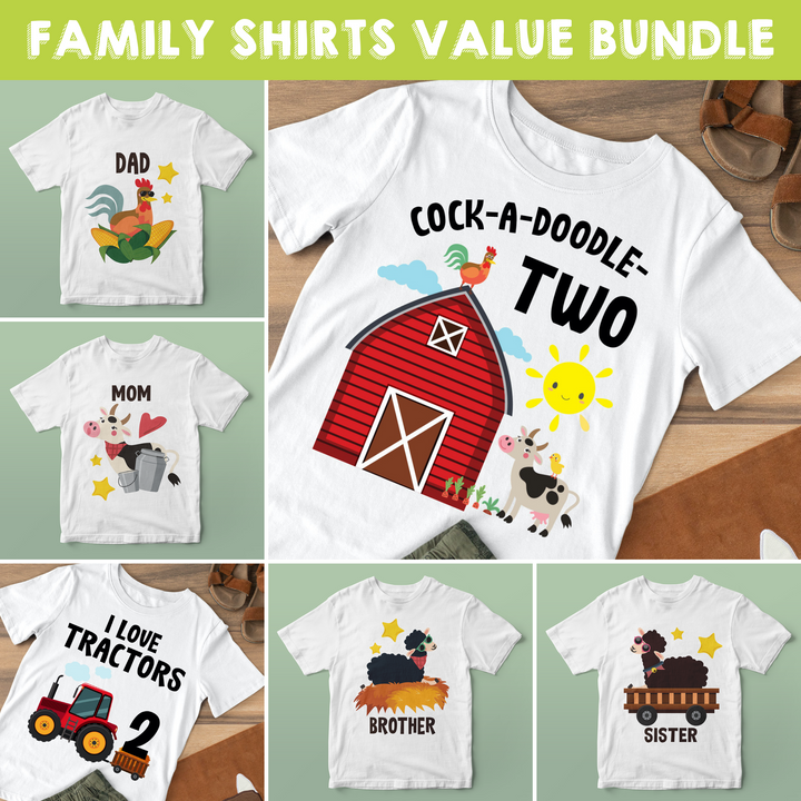 Old Macdonald Farm Birthday Shirts Family Bundle