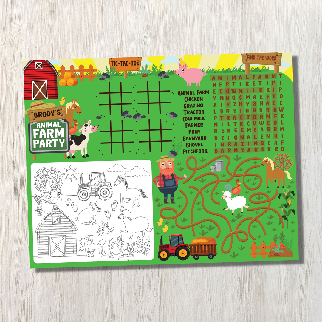 Old Macdonald Farm Coloring Place Mat