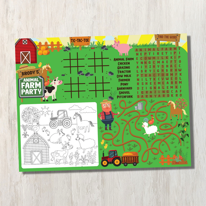 Old Macdonald Farm Coloring Place Mat