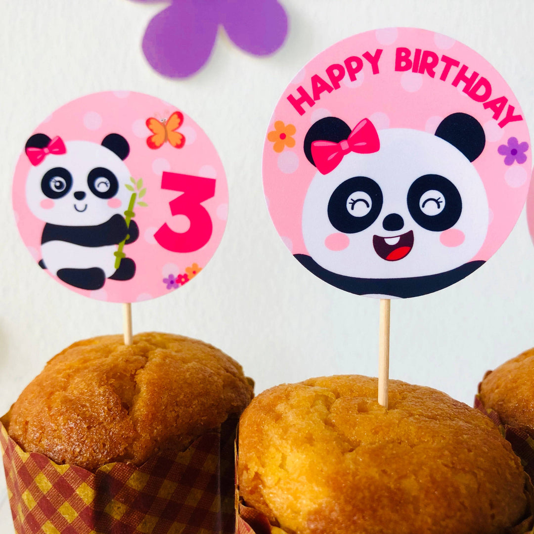 Panda Girl Cupcake Toppers