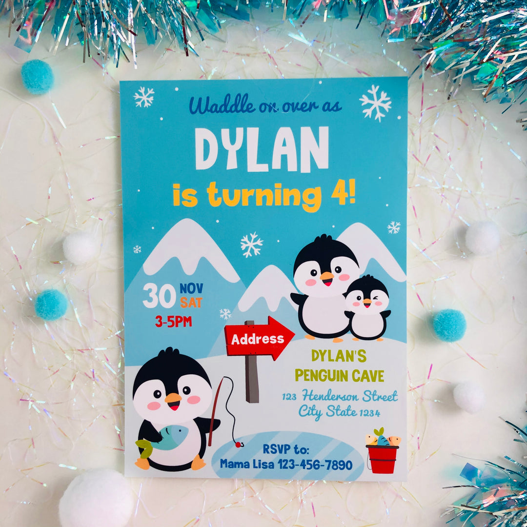 Penguin Birthday Invitation