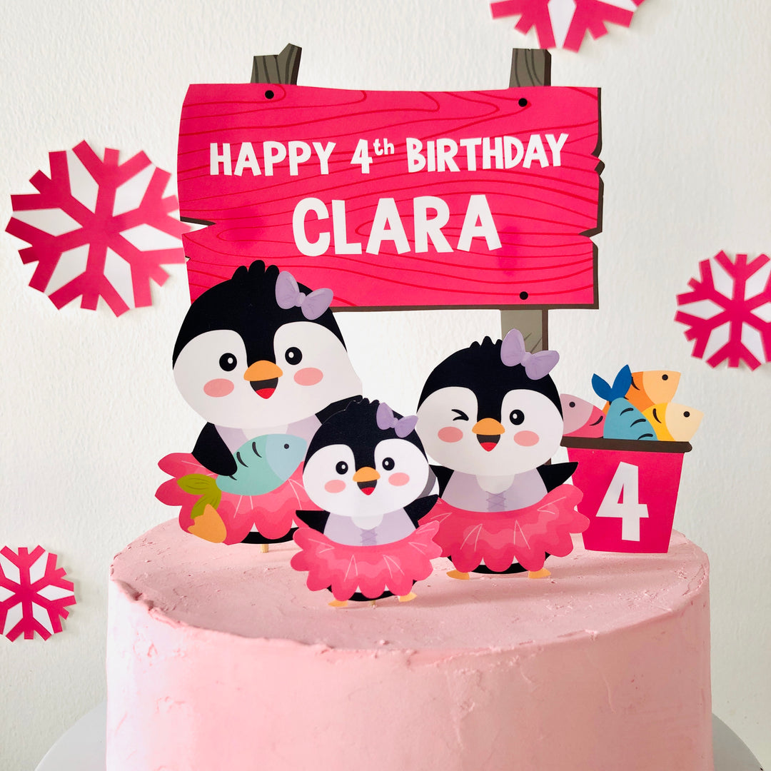 Penguin Tutu Cute Birthday Cake Topper