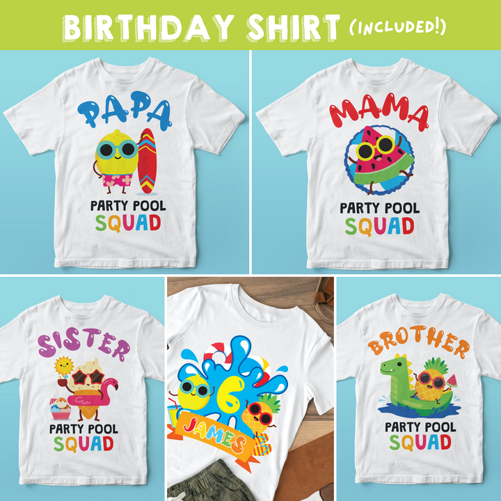 Pool Birthday Shirt Family Bundle