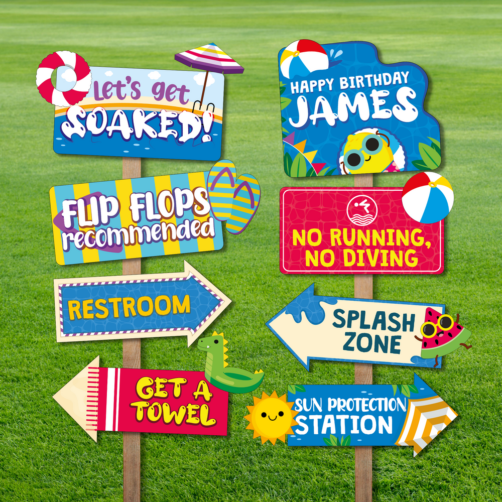 Pool Party Directional Signs