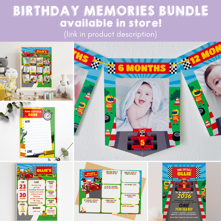 Racing Car Birthday Memories Bundle