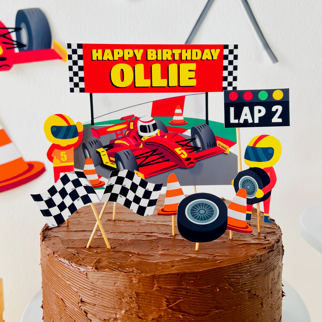 Racing Car Birthday Cake Topper Printable Pigsy Party PigsyParty